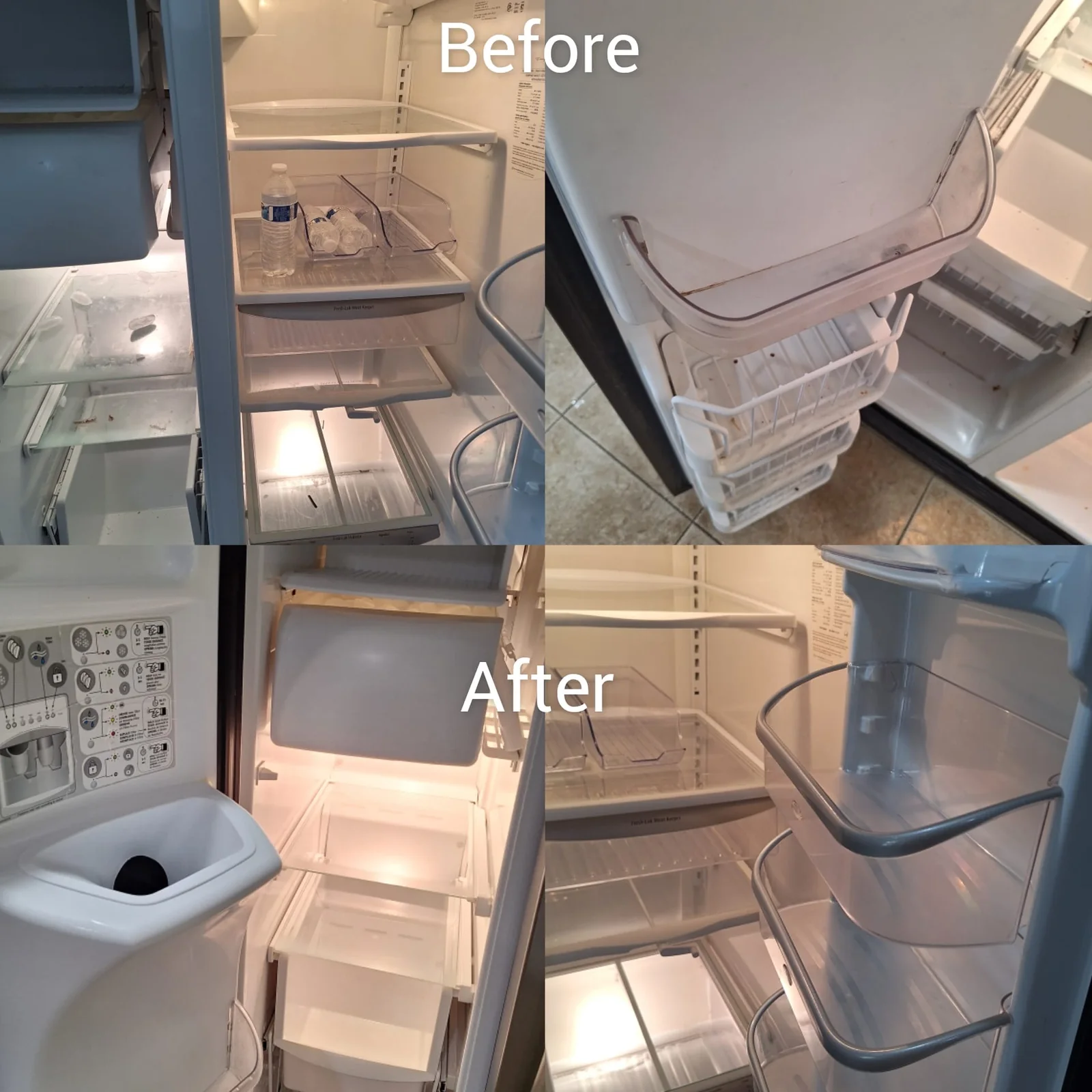 Refrigerator cleaning before and after by Pack Cleaning Co.